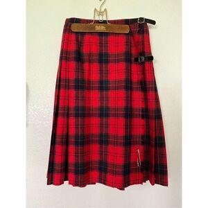 Scotland House Ltd, wool kilt tartan red, pleated Made In Great Britain sz sm